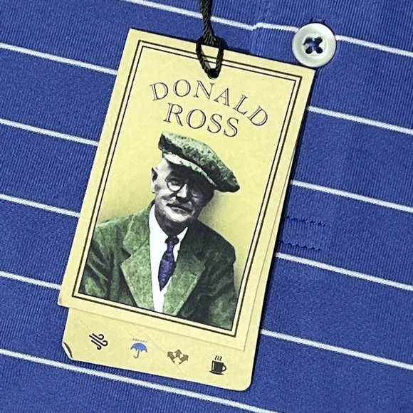 Donald Ross Men's Blue Striped Polo Shirt New Golf Golfer Shirt - Picture 4 of 6